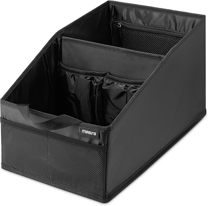 Handy Laundry Fold-Away Car Trunk Organizer – Non-Slip Securing Fasteners – 22 x 10 x 11 Inches – Prevents Shifting and Rolling (Black)