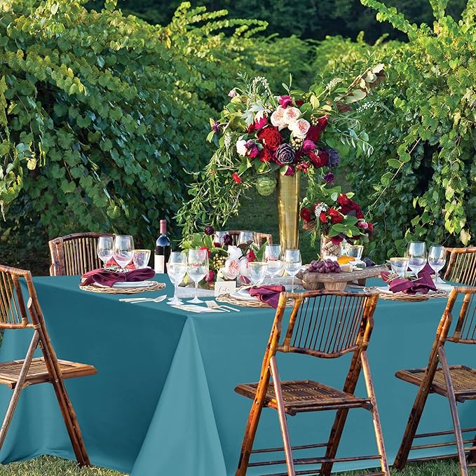 sancua Teal Tablecloths for 6 Foot Rectangle Tables, 8 Pack - Washable Polyester Fabric Table Cloth for Wedding Party, Birthday, Banquet Reception, 54x108 Inch