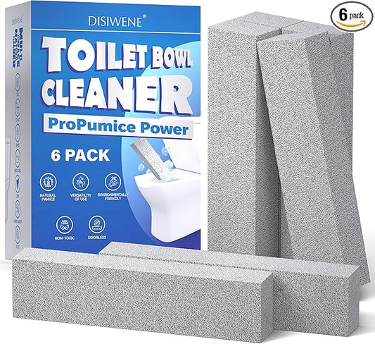 DISIWENE Pumice Cleaning Stone with Handle Toilet Bowl Cleaner Hard Water Ring Remover for Bath/Pool/Kitchen/Household Cleaning (6, 6 Pack (No Handle))