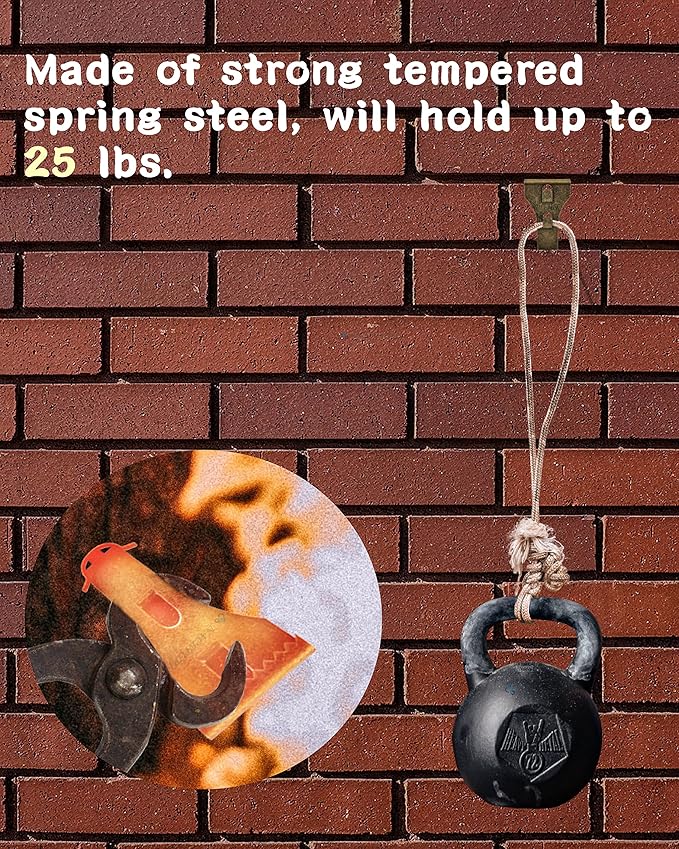 NACETURE Brick Hook Clips, 18-Pack — for Bricks 2-1/4”–2-2/5” Only, Requires ≥1/8” Recessed Mortar Gap — No-Drill Metal Brick Wall Hangers — for Seasonal & Everyday Wall Décor