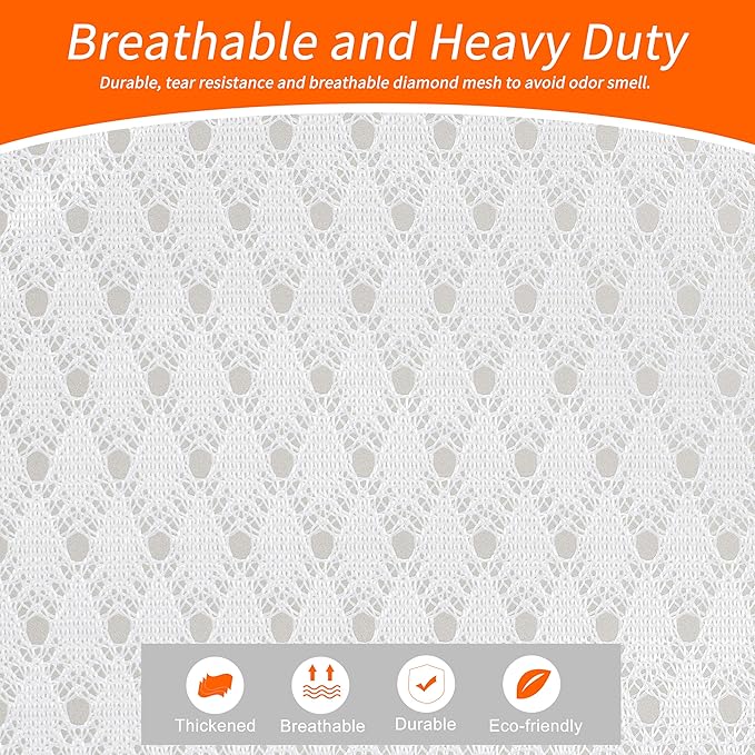 Polecasa Heavy Duty Diamond Mesh Laundry Bags 24x36" - Large Commercial Grade Laundry Bag with Drawstring & ID Tag for College Dorms, Travel, Sports Equipment – White
