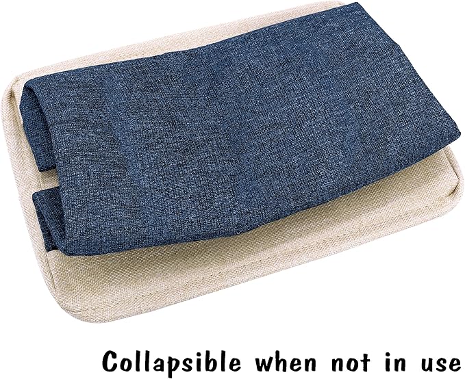 PET ARTIST Dog Toy Basket, Collapsible Dog Toy Bin Box with Comfortable Handles, Large Pet Toy Storage Basket Organizer for Accessories, Toys, Coat & Clothing, Blanket & Leash, Navy Blue, 15"x11"x9"