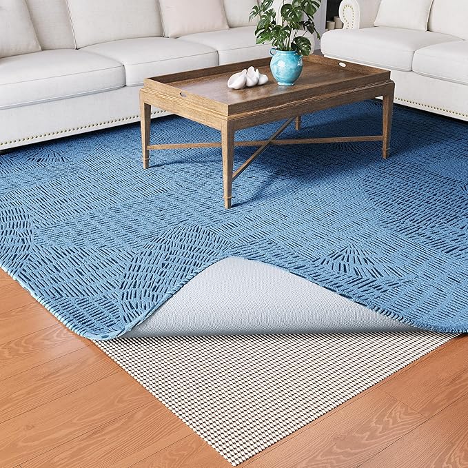 Non-Slip Rug Pad Gripper 9x12 Feet, Anti Skid Mat for Under Area Rugs, Keeps Rugs in Position and Safe, Thick Cushioned Carpet Pad for Hardwood Floors Protection